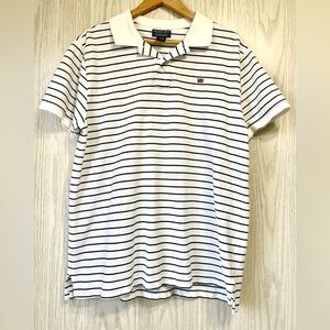 Vintage Polo Jeans Company Blue Polo Collar Shirt Cotton Mens Striped Size XL